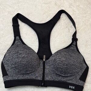 VSX Black and Gray Zip-Front Sports Bra